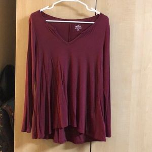 Hollister babydoll long sleeve deep v-neck